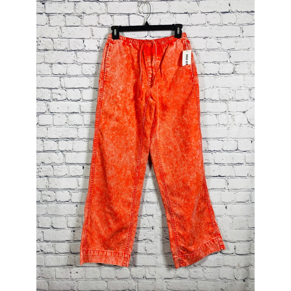 BDG Pants Womens XS New Orange Acid Wash Wide Leg Drawstring Cotton Trousers